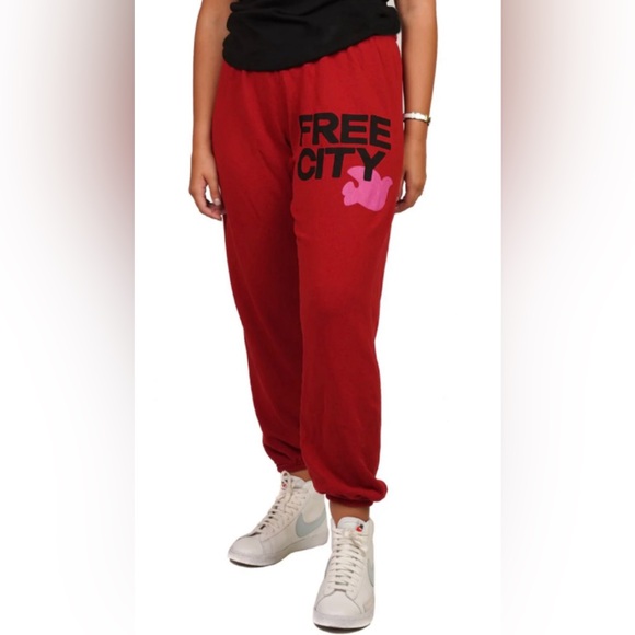 AWESOME! FREECITY SWEATPANTS JOGGER RED SZ LARGE L - Picture 1 of 5
